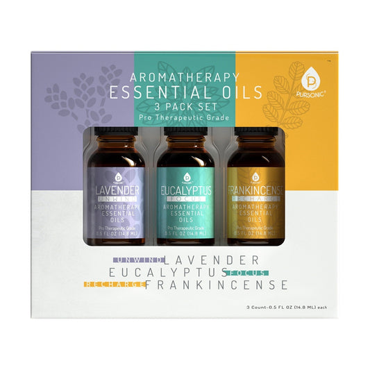 3 Pack Aromatherapy Essential oils (Lavender, Eucalyptus, Frankincense) - Soul Vibe Company DC - PURSONIC