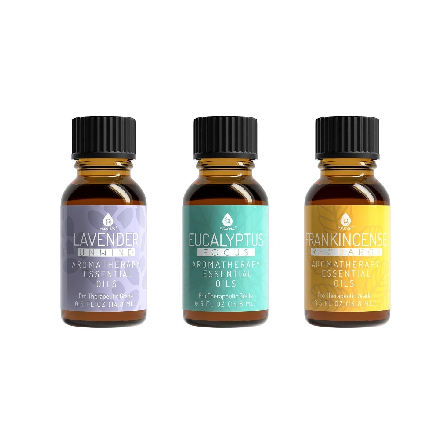 3 Pack Aromatherapy Essential oils (Lavender, Eucalyptus, Frankincense) - Soul Vibe Company DC - PURSONIC