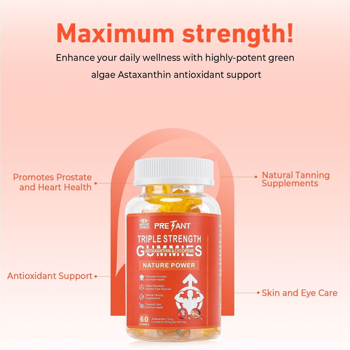 Prostate Health Supplements for Men, Lycopene + Astaxanthin Gummies – Antioxidant Supplement for Prostate & Heart Health, Skin & Eye Support, Natural Tanning Supplement – 30 Servings, Sweet - 20 - Soul Vibe Company Doba