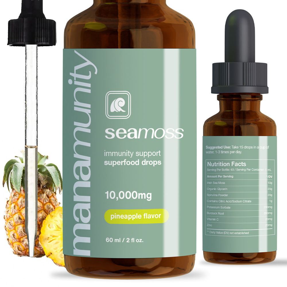 Sea Moss Liquid Drops 10,000 mg Organic Irish Sea Moss Gel with 350 mg Burdock Root Supplement & 20,000 mg Spirulina Immune Support, Joint & Thyroid Support - Vegan - Soul Vibe Company Doba