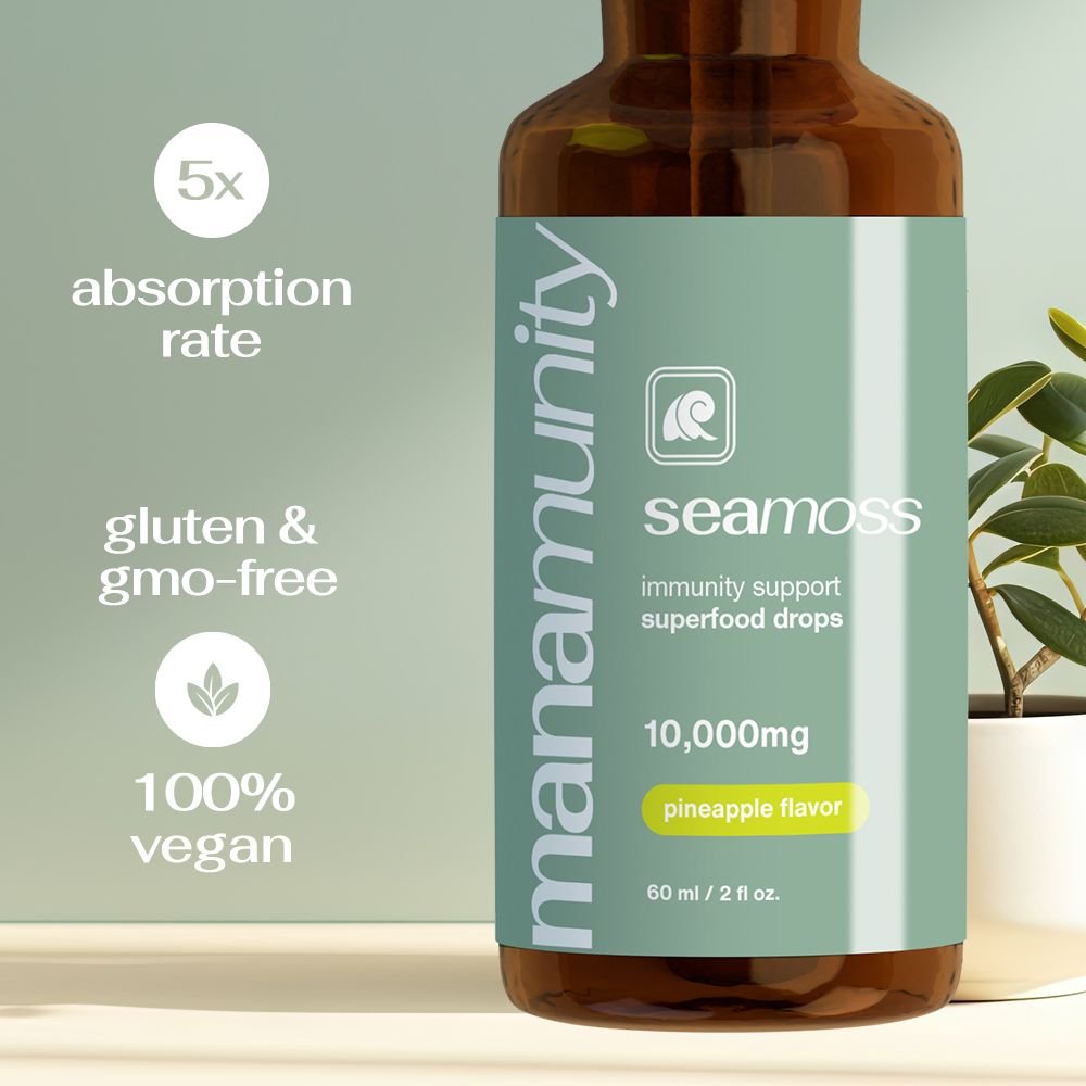 Sea Moss Liquid Drops 10,000 mg Organic Irish Sea Moss Gel with 350 mg Burdock Root Supplement & 20,000 mg Spirulina Immune Support, Joint & Thyroid Support - Vegan - Soul Vibe Company Doba